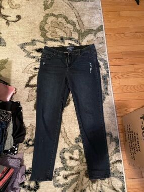 Democracy Women's Skinny Jeans in Dark Indigo with Distressing